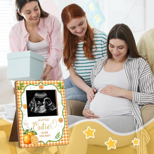 Orange Baby Shower Decor Frame, Tangerine Baby Shower Party Supplies, for Expecting Parents-to-Be Keepsake Gifts, Pregnancy Sonogram Frame Keepsake, Gender Reveal Present - Image 6