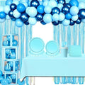 287PCS Blue Party Decorations Set, Complete 25 Guests Disposable Tableware Kit with Plates Cups Napkins Cutlery, Tablecloths, Foil Curtains, Balloon Boxes & Mixed Size Balloon Arch Kit by Unknown