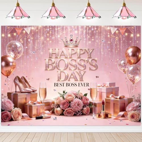 Happy Boss's Day Backdrop 6x4ft Pink Female Boss Party Banner (7X5FT) - Image 3