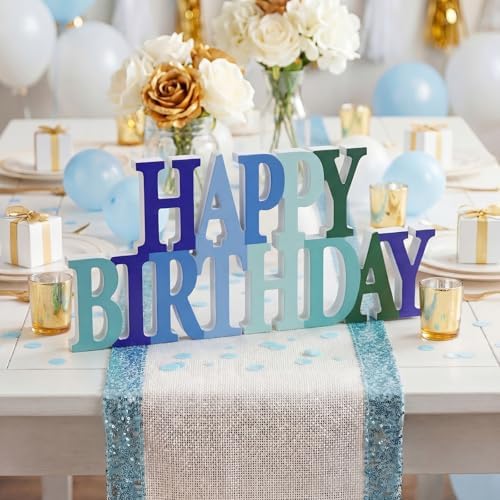 Novabright Happy Birthday Sign, Blue and Green, No Glitter - Image 6
