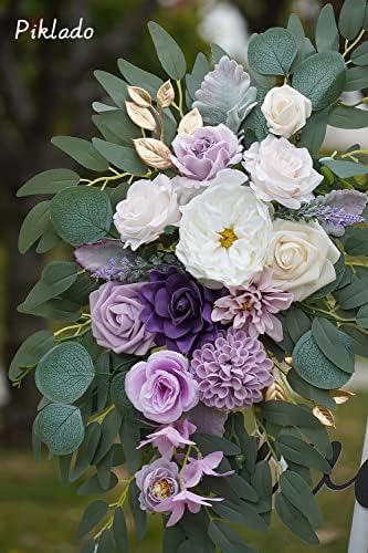 Faux Flower Swag Set of 2 for Wedding Welcome Signs Floral Swag Wedding Reception Ceremony Signs Decor (Purple) - Image 5