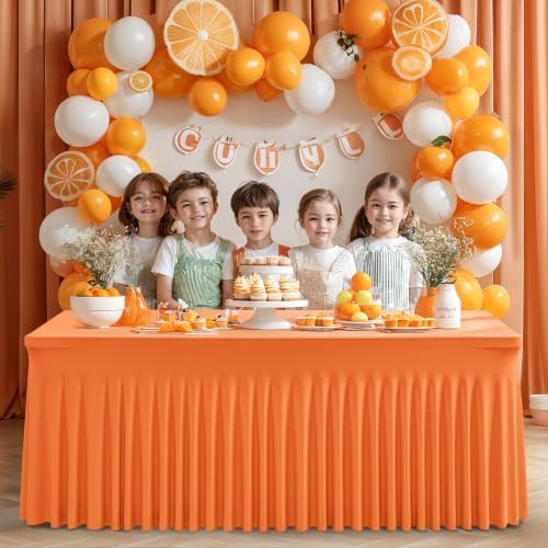 Shillance 2 Packs Orange Spandex Tableclothes for 6 Foot Rectangle Table, Spandex Table Covers 6FT Stretch Table Skirts Rectangle Wrinkle Free Fitted Tablecover for Event, Wedding, Banquet & Parties - Image 5
