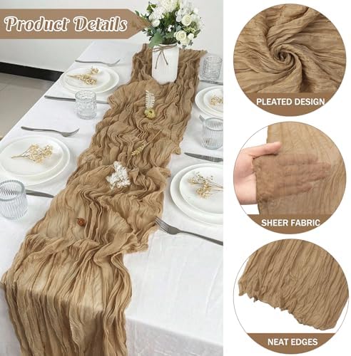 10FT Cheesecloth Table Runner Boho Party Home Decorations - Image 2