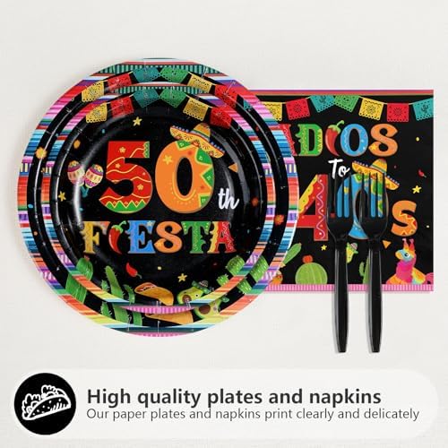 96Pcs Mexican Fiesta 50th Birthday Party Decorations, Serves 24 - Image 2