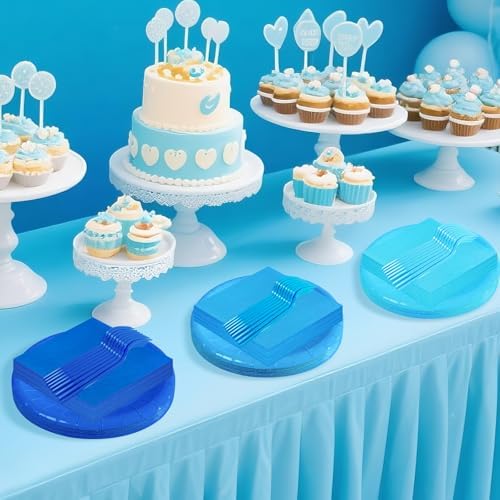 Serves 35 Guests Dusty Blue Plates and Napkins Party Supplies - Image 4