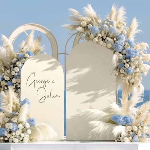 Beige Arch Backdrop Cover (7.2FT,6FT,6FT) Set of 3, Spandex 2-Sided Round Top Chiara Fitted Wedding Arch Cover Backdrop for Wedding Birthday Party Arch Stand Decoration - Image 6
