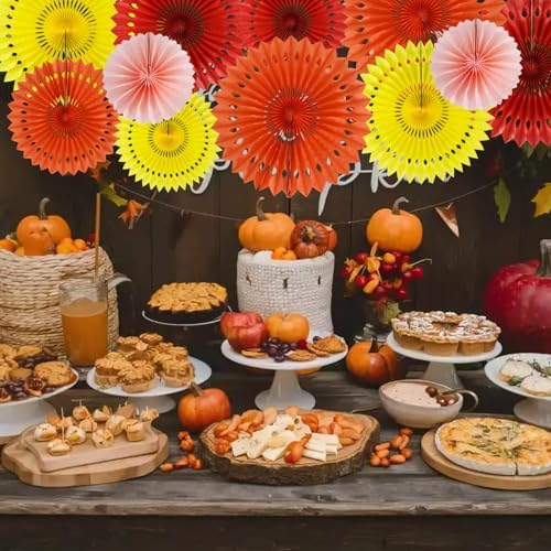 BEISHIDA Honeycomb Round Paper Fans Fall Orange Hanging Party Decoration - Image 5