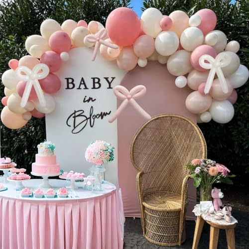 Pink White Balloon Arch Bow Coquette Birthday Decoration Bridal Baby Shower - Image 7