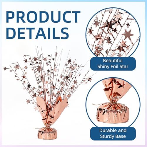 24 Pack Rose Gold Metallic Foil Spray Centerpiece Star Table Decoration Burst Table Centerpieces for Birthday New Year Wedding Anniversary Graduation Party Supply (Rose Gold) - Image 4