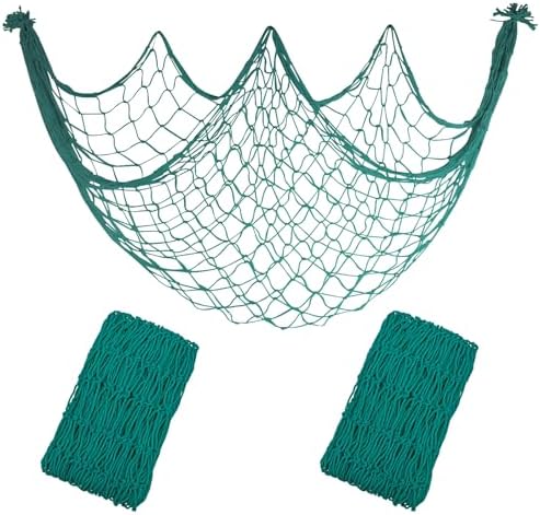 2 Pack Fish Net Decorations, 80x40 Inch Aqua Fishing Net Decor for Party by iHansee