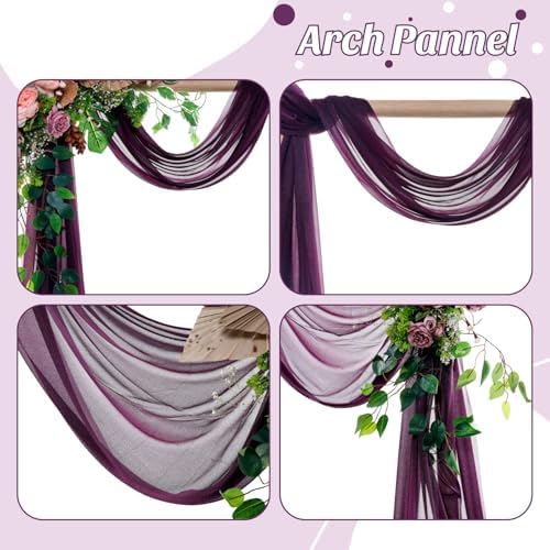 Pack of 1 Wedding Arch Drape Panel Fabric 30" x 30ft - Eggplant - Image 5