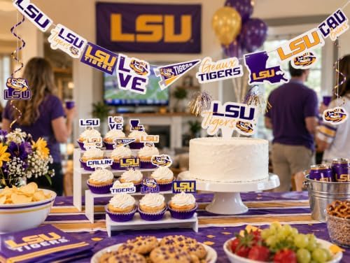 LSU Birthday Party Decorations, Cake Decorations, Tigers Party Décor 42 Pc - Image 2