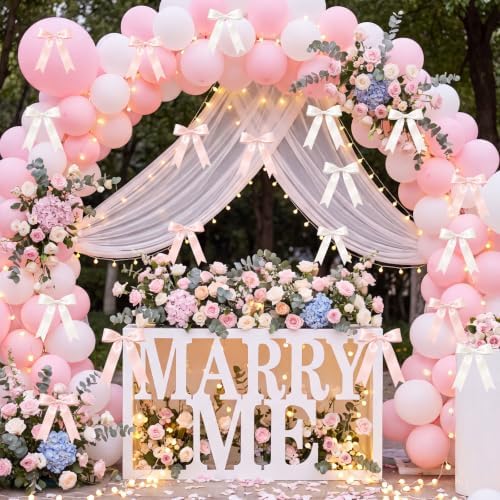NatNarr 2 Pcs White and Pink Bow Garland, Pre-Strung Bow Garland - Image 7