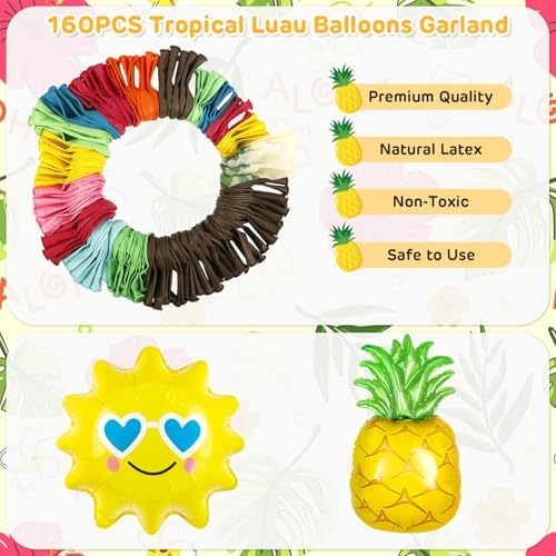 Amandir 160Pcs Hawaiian Tropical Beach Luau Balloon Garland Arch Kit - Image 3