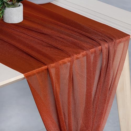 Pack of 25 Chiffon Table Runners 29 x 120 Inch, 10FT Long - Terracotta - Image 2