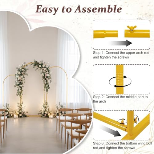 3PCS Metal Wedding Arch Backdrop Stand 6.6/5.9/4.9FT Balloon Arch Stand - Image 7