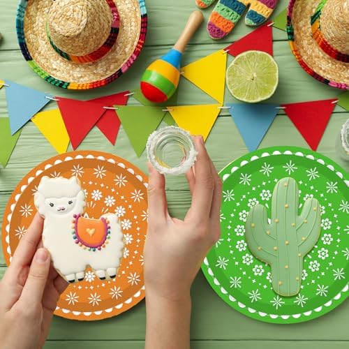 120PCS Mexican Fiesta Plates and Napkins Party Supplies, Cinco De Mayo Party Decorations Tableware Set for Mexico Taco Carnival Colorful Carnival Birthday Pinata Platters Dance Party Serves 20 - Image 3