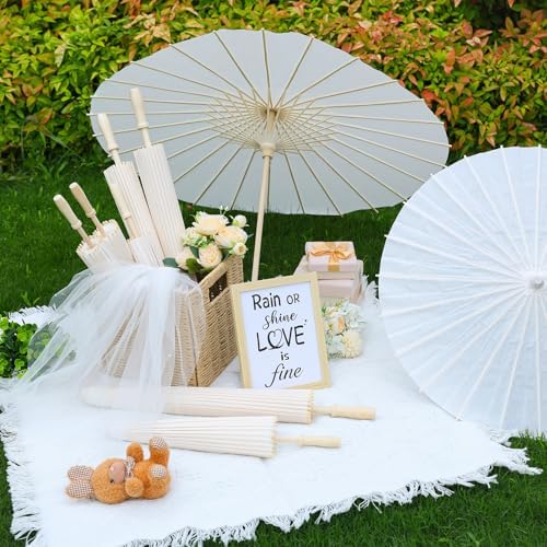 24 Pack Paper Umbrellas for Wedding 23.6 Inch White Parasols Bulk - Image 5