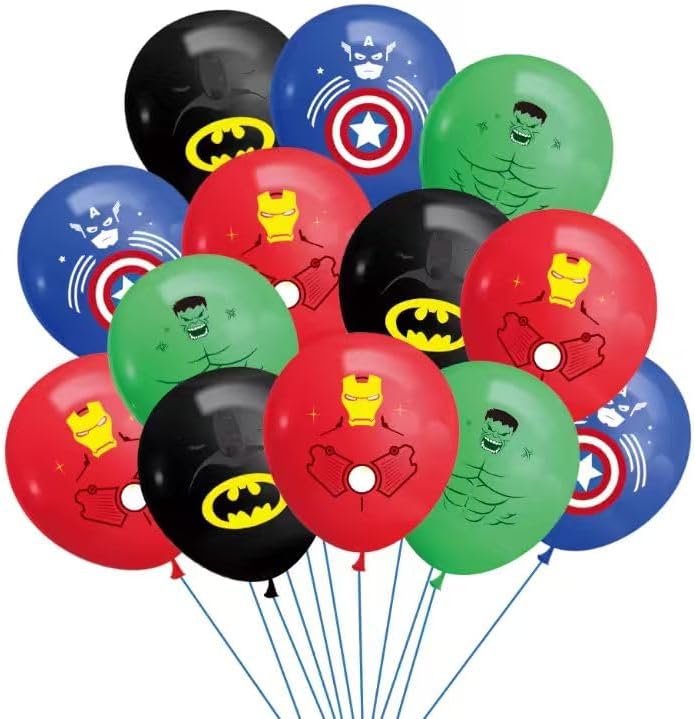 46Pcs superhero Birthday Party Supplies, Avengers Party Decorations Set Include Banner, Backdrop, Balloons, Hanging Swirls, Cake Cupcake Toppers, Tablecloth for Boys Girls Avengers Theme Party - Image 5