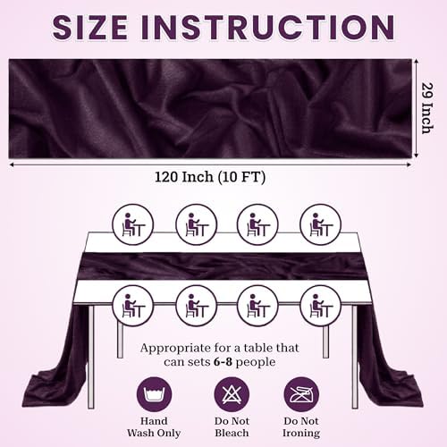 Pack of 25 Chiffon Table Runners 29 x 120 Inch, 10FT Long - Eggplant - Image 3