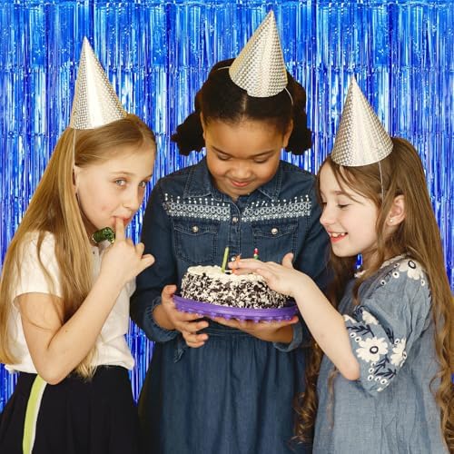 10 Pack Blue Backdrop Curtain 3.2ft x 8.2ft Metallic Tinsel Foil Fringe Curtains Photo Booth Background for Birthday Party Decoration Baby Shower Engagement Wedding Christmas Decoration (Blue) - Image 6