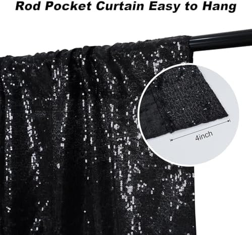 Juya Delight Black Sequin Backdrop, 8FTx8FT NO See-Through Photobooth Backdrop Curtains for Birthday, Party, Wedding Decoration - Image 3