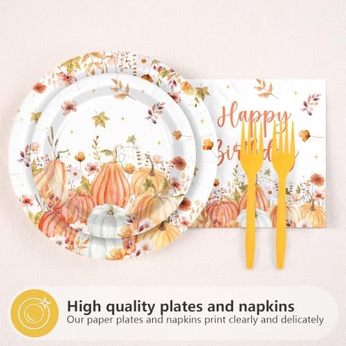 96Pcs Fall Pumpkin Birthday Party Supplies Serves 24 - Image 2