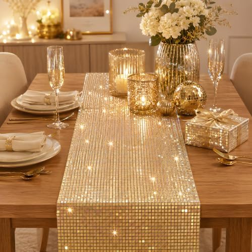 Disco Party Decorations - Gold Glitter Disco Table Runner - Image 7