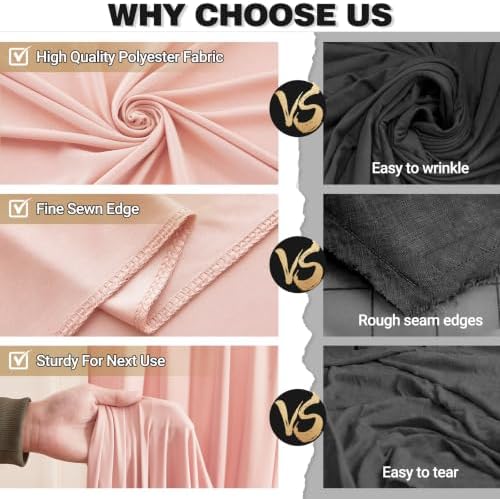 50x10ft Blush Pink Backdrop Curtain Panels for Parties - Wrinkle Free Polyester Photo Curtain Backdrop Wedding Back Drop Fabric Drapes for Party Decorations Background for Photography - Image 6