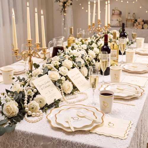 175 Pcs Engagement Party Supply Bridal Tableware Set, Classic - Image 3