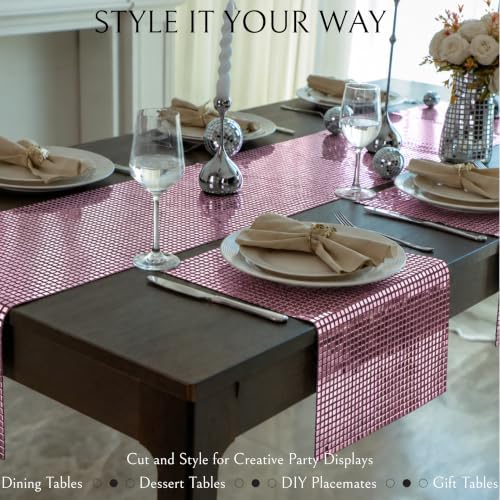 13 X 72 Inches Pink Disco Party Table Runner Glitter Mirror Events Decor - Image 6
