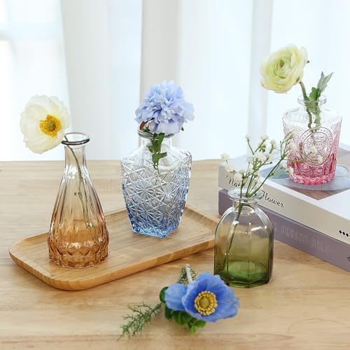 CUCUMI 12pcs Bud Vases for Centerpieces, Colorful Vintage Glass Vase Set - Image 5