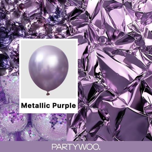PartyWoo Metallic Purple Balloons 50pcs Chrome Purple Color 12 Inch - Image 2
