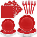 96 Pcs Red and White Plates and Napkins Party Supplies Serve 24 Guests by Unknown
