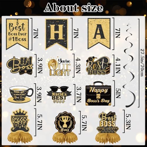 Boss Day Decorations, Happy Boss's Day Banner and Honeycomb Centerpieces - Image 3