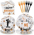 Grencian 96Pcs Halloween Ghost 1st Birthday Party Supplies，Serves 24 by Grencian