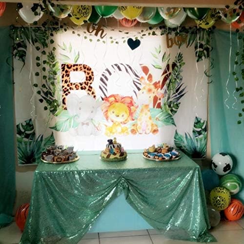 Eternal Beauty Mint Green 60x120 Inch Garden Wedding Sequin Tablecloth - Image 5