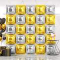 NISOCY 25PCS Metallic Silver and Gold Square Foil Balloons Wall Backdrop by NISOCY