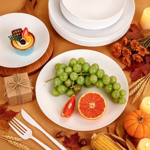 ejonirinjonir 150pcs Heavy-Duty White Plastic Plates for Party Serves 30 - Image 3