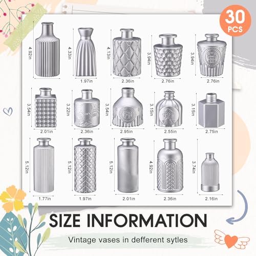 Yaomiao 30 Pcs Glass Bud Vases Centerpieces, Silver Series - Image 2