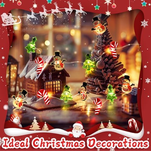 Coquimbo Christmas Lights Decorations, 10FT 30LED Christmas Tree Snowman Crutch String Lights for Home Party Indoor Outdoor Xmas Festive Holiday Decorations - Image 2