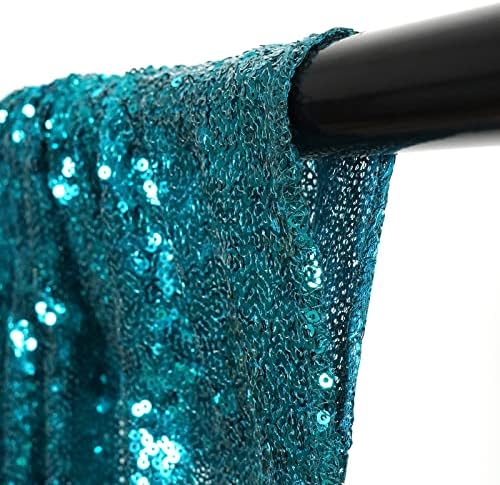 Poise3EHome 2Pcs 2Ft x 8Ft Teal Sequin Backdrop Curtains, Glitter Photography Background, Sequence Xmas Thanksgiving Backdrop for Wedding Party Holiday Festival Decor - Image 4