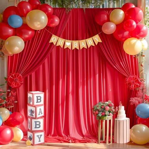20x10ft Red Backdrop Curtain Panels for Parties - Wrinkle Free Polyester Photo Curtain Backdrop Wedding Back Drop Fabric Drapes for Party Decorations Background for Photography - Image 7