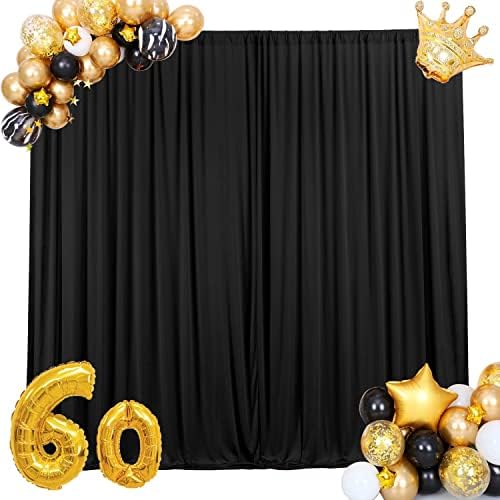 AK TRADING CO. 10 feet x 10 feet IFR Polyester Backdrop Drapes Curtains Panels with Rod Pockets - Wedding Ceremony Party Home Window Decorations - Black - Image 4