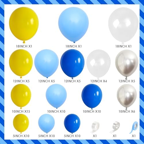 Blue and Yellow Balloons Arch Royal Blue Yellow Silver Balloons Garland with Clear Balloon Light Party Latex Balloon for Birthday Decorations Baby Shower Graduation - Image 4