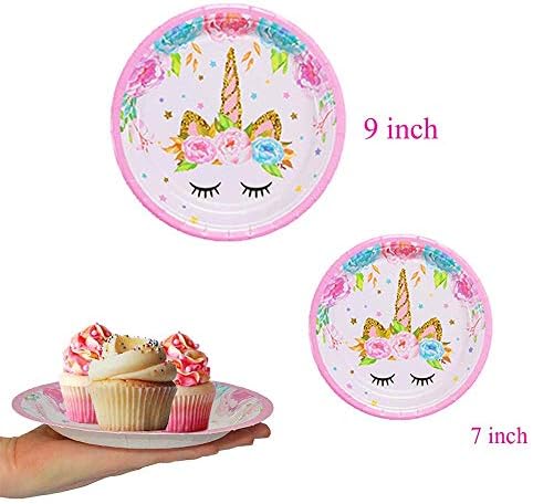 Unicorn Birthday Decorations Party Set, Unicorn Plates and Napkins, 32 Plates, 16 Napkins, 1 Table Cover - Image 3