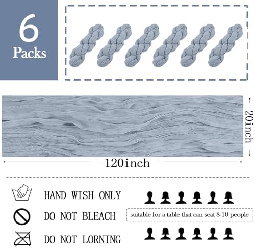 6 Pack Dusty Blue Cheesecloth Table Runner 20 x 120 inch Gauze Table Runners 10 FT Long,Semi Sheer Boho Cheese Cloth Fabric Table Runner Bulk for Wedding,Party,Baby Shower,Bridal Shower Decoration - Image 2