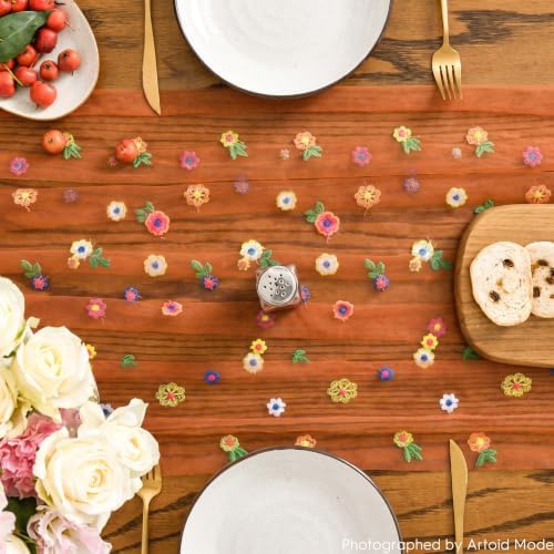 Artoid Mode Caramel Daisy Gauze Table Runner 120 Inch 10FT - Image 3