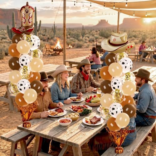 Junkin 2 Pcs Western Cowboy Balloon Column Stand Kit for Floor with String - Image 2