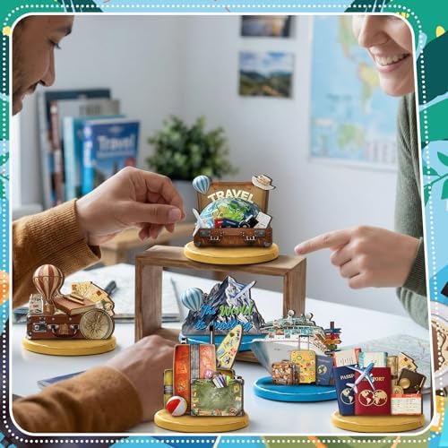 Wesiti 12 Pcs Travel Table Decorations Wooden Travel Tabletop Centerpiece Adventure Awaits Party Decor Around the World Table Toppers for Let the Adventure Begin Going Away Party Supplies - Image 6